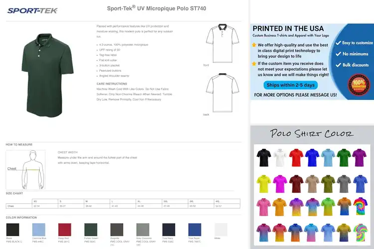 Detailed view of Best Custom Polo Shirts