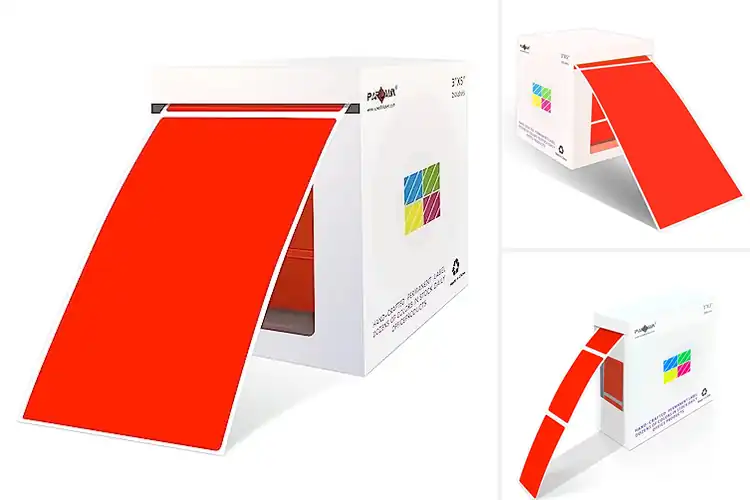 Detailed view of Best Fluorescent Red Box Labels: Brighten Your Organization